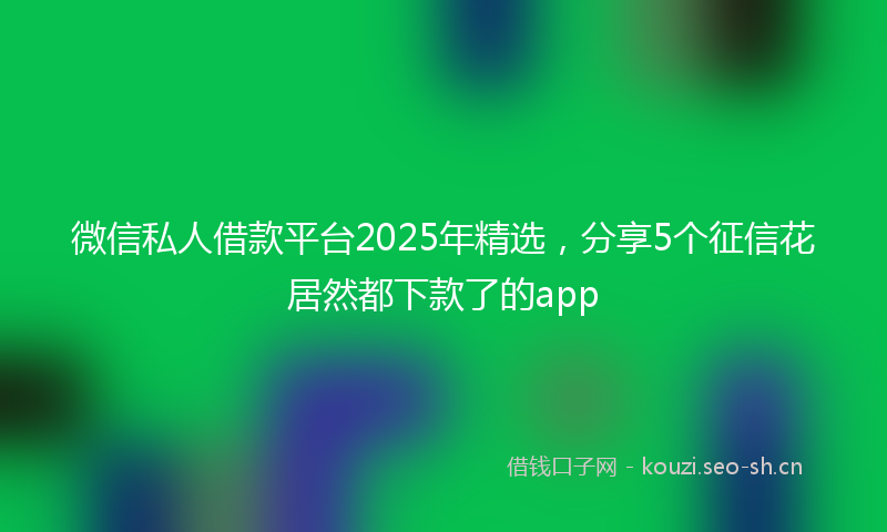 微信私人借款平台2025年精选，分享5个征信花居然都下款了的app