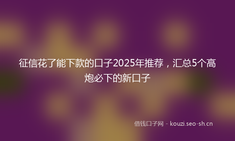 征信花了能下款的口子2025年推荐，汇总5个高炮必下的新口子