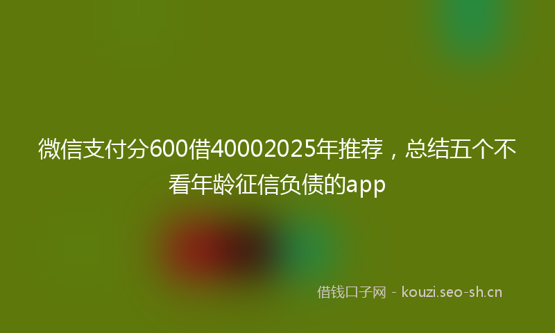 微信支付分600借40002025年推荐，总结五个不看年龄征信负债的app