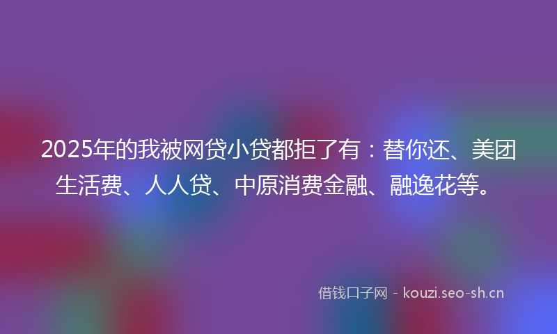 2025年的我被网贷小贷都拒了有：替你还、美团生活费、人人贷、中原消费金融、融逸花等。