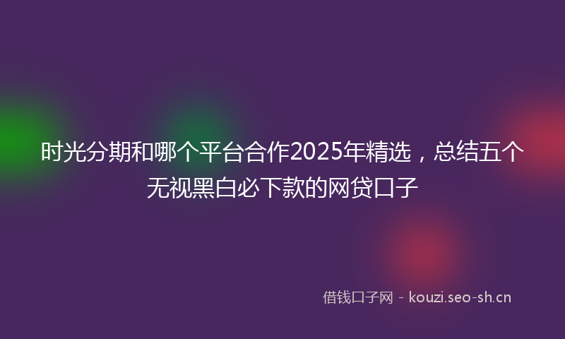 时光分期和哪个平台合作2025年精选，总结五个无视黑白必下款的网贷口子