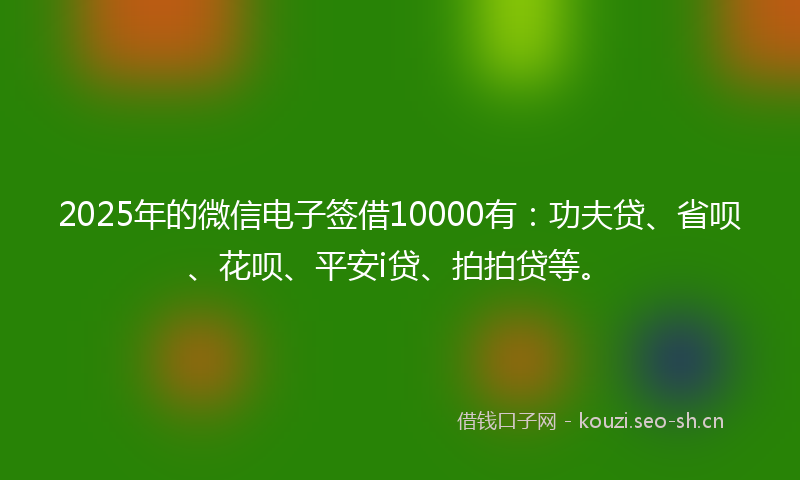 2025年的微信电子签借10000有：功夫贷、省呗、花呗、平安i贷、拍拍贷等。