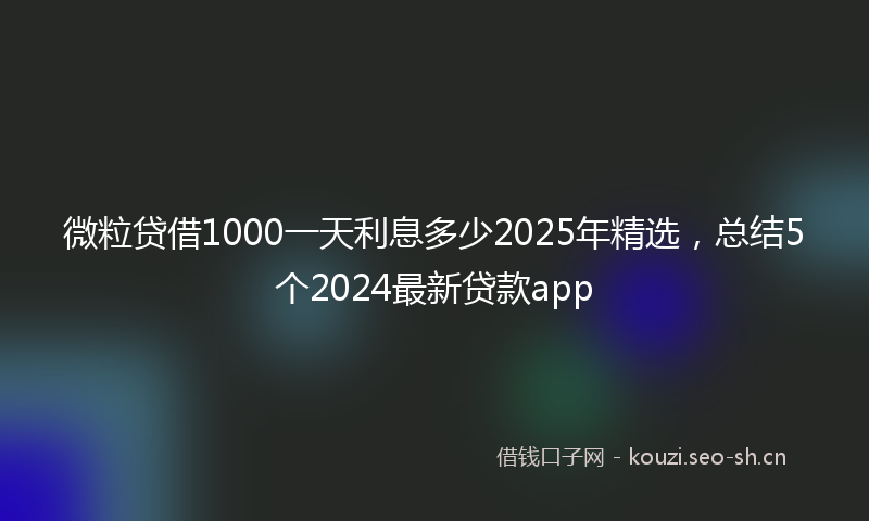 微粒贷借1000一天利息多少2025年精选，总结5个2024最新贷款app