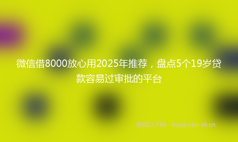 微信借8000放心用2025年推荐，盘点5个19岁贷款容易过审批的平台