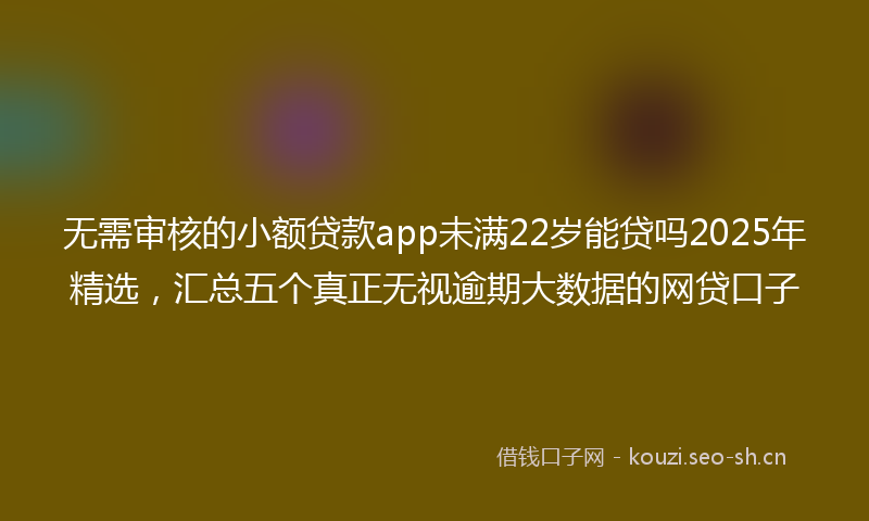 无需审核的小额贷款app未满22岁能贷吗2025年精选，汇总五个真正无视逾期大数据的网贷口子