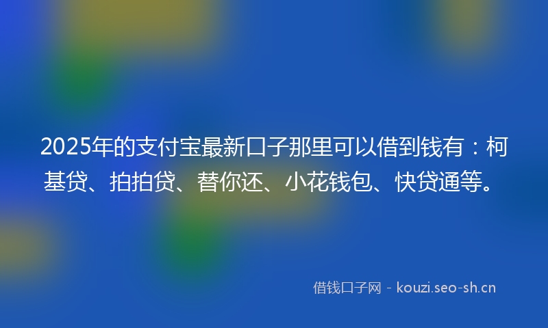 2025年的支付宝最新口子那里可以借到钱有：柯基贷、拍拍贷、替你还、小花钱包、快贷通等。