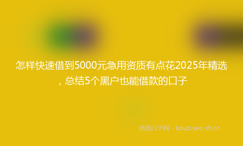 怎样快速借到5000元急用资质有点花2025年精选，总结5个黑户也能借款的口子