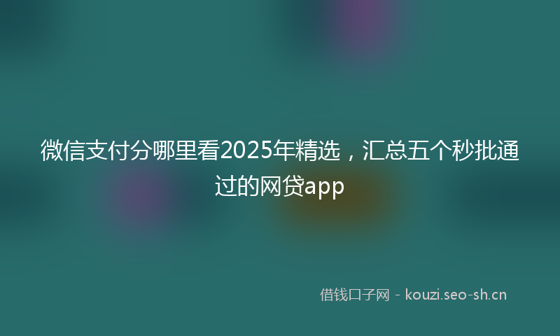 微信支付分哪里看2025年精选，汇总五个秒批通过的网贷app