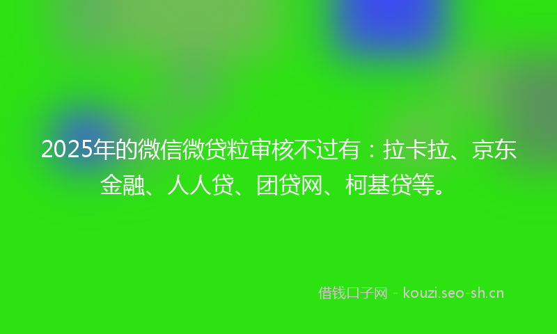 2025年的微信微贷粒审核不过有：拉卡拉、京东金融、人人贷、团贷网、柯基贷等。