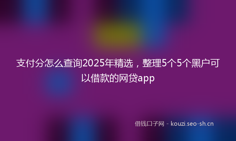 支付分怎么查询2025年精选，整理5个5个黑户可以借款的网贷app