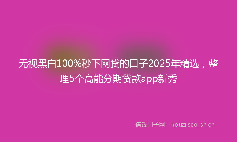 无视黑白100%秒下网贷的口子2025年精选，整理5个高能分期贷款app新秀