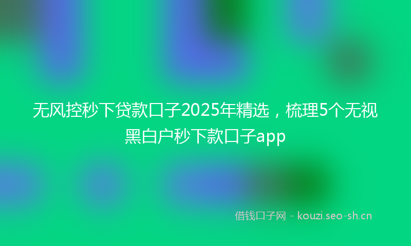 无风控秒下贷款口子2025年精选，梳理5个无视黑白户秒下款口子app
