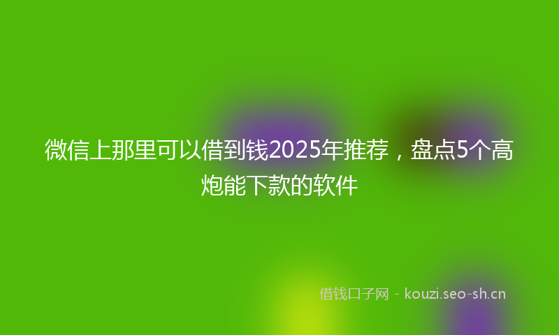 微信上那里可以借到钱2025年推荐，盘点5个高炮能下款的软件