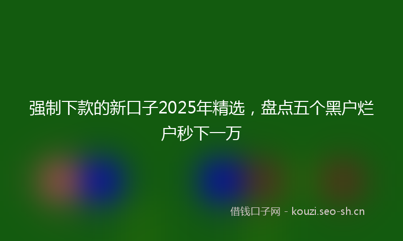 强制下款的新口子2025年精选，盘点五个黑户烂户秒下一万