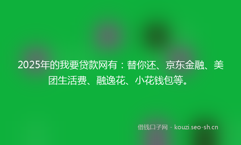 2025年的我要贷款网有：替你还、京东金融、美团生活费、融逸花、小花钱包等。