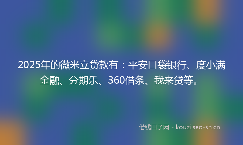 2025年的微米立贷款有：平安口袋银行、度小满金融、分期乐、360借条、我来贷等。