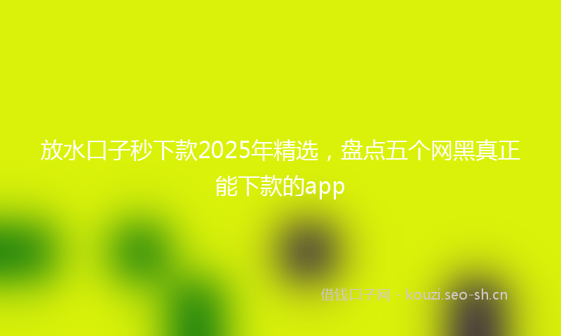 放水口子秒下款2025年精选,盘点五个网黑真正能下款的app