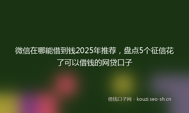微信在哪能借到钱2025年推荐，盘点5个征信花了可以借钱的网贷口子