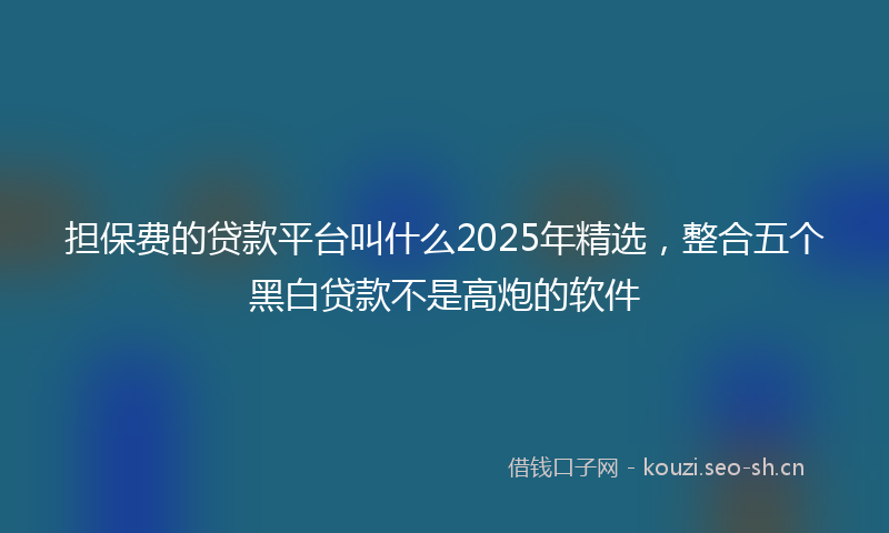 担保费的贷款平台叫什么2025年精选，整合五个黑白贷款不是高炮的软件