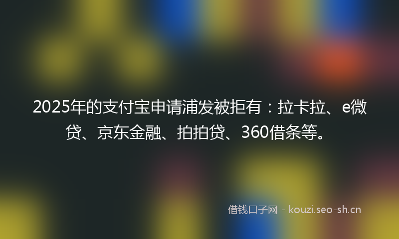 2025年的支付宝申请浦发被拒有：拉卡拉、e微贷、京东金融、拍拍贷、360借条等。