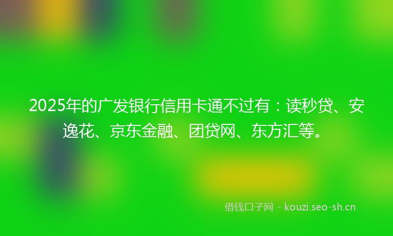 2025年的广发银行信用卡通不过有：读秒贷、安逸花、京东金融、团贷网、东方汇等。
