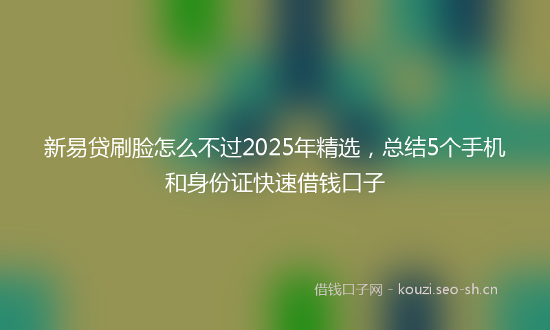 新易贷刷脸怎么不过2025年精选，总结5个手机和身份证快速借钱口子