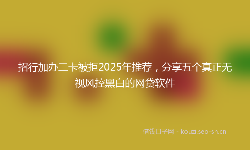 招行加办二卡被拒2025年推荐，分享五个真正无视风控黑白的网贷软件