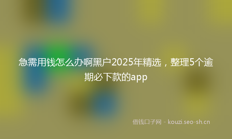 急需用钱怎么办啊黑户2025年精选，整理5个逾期必下款的app
