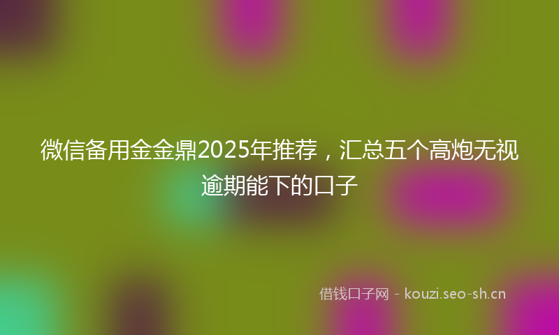 微信备用金金鼎2025年推荐，汇总五个高炮无视逾期能下的口子