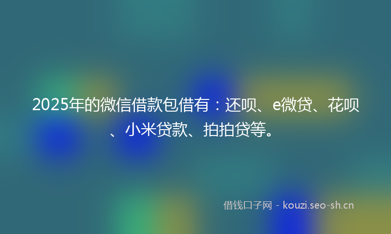 2025年的微信借款包借有：还呗、e微贷、花呗、小米贷款、拍拍贷等。