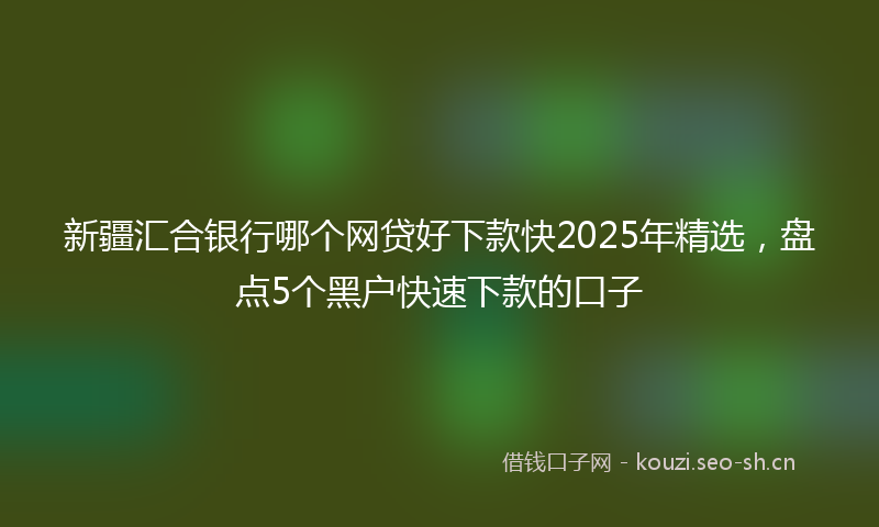 新疆汇合银行哪个网贷好下款快2025年精选，盘点5个黑户快速下款的口子