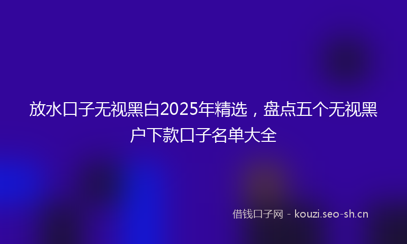 放水口子无视黑白2025年精选，盘点五个无视黑户下款口子名单大全