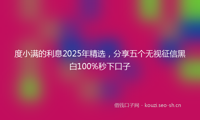 度小满的利息2025年精选，分享五个无视征信黑白100%秒下口子