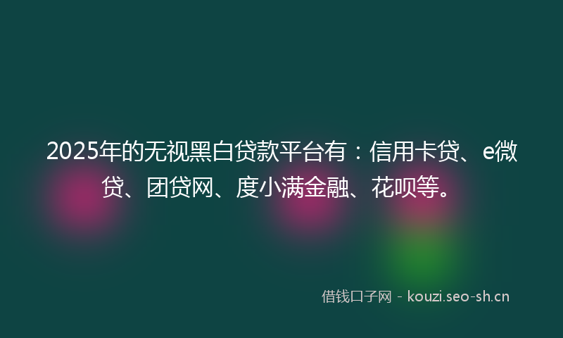 2025年的无视黑白贷款平台有:信用卡贷、e微贷、团贷网、度小满金融、花呗等。