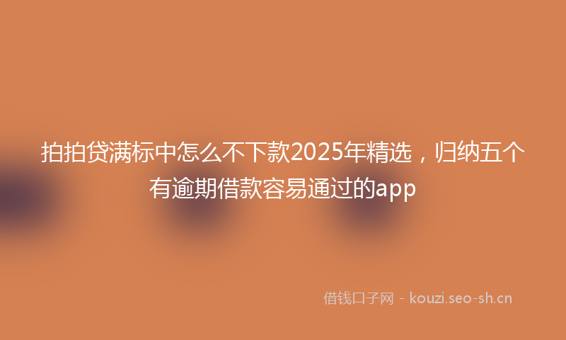 拍拍贷满标中怎么不下款2025年精选，归纳五个有逾期借款容易通过的app
