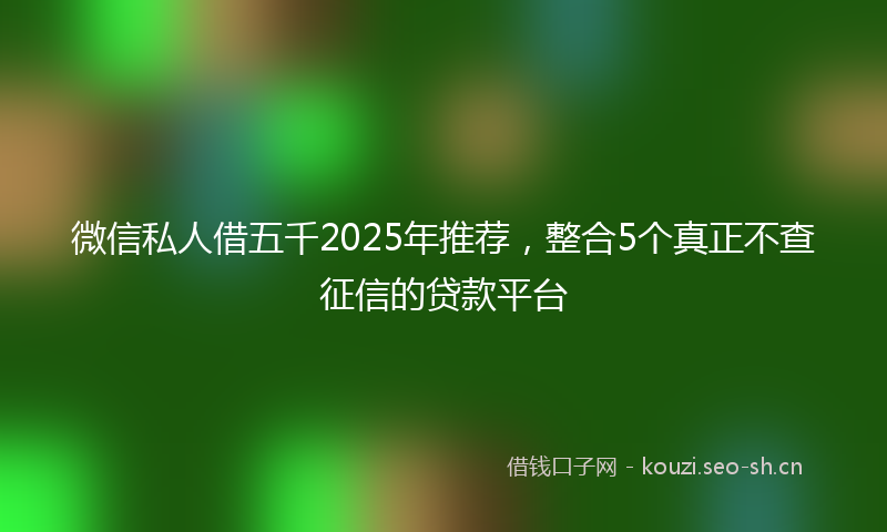 微信私人借五千2025年推荐，整合5个真正不查征信的贷款平台