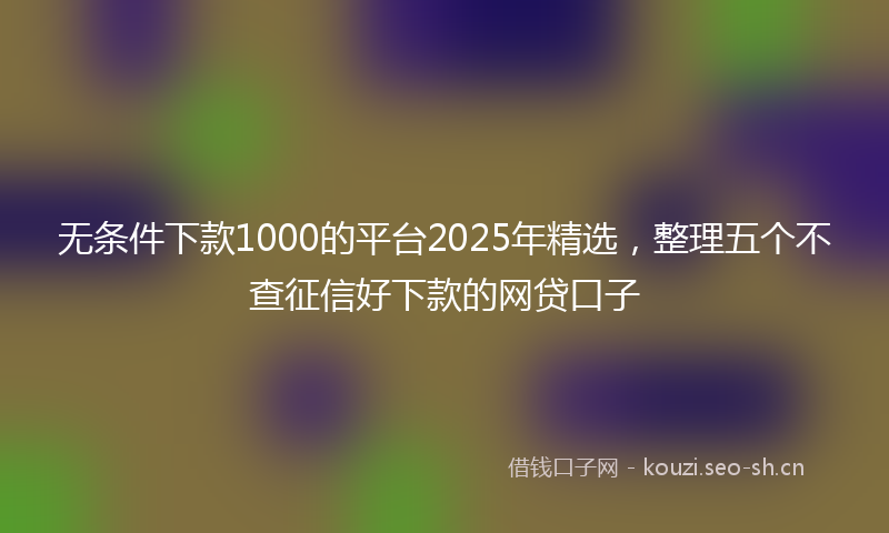 无条件下款1000的平台2025年精选，整理五个不查征信好下款的网贷口子