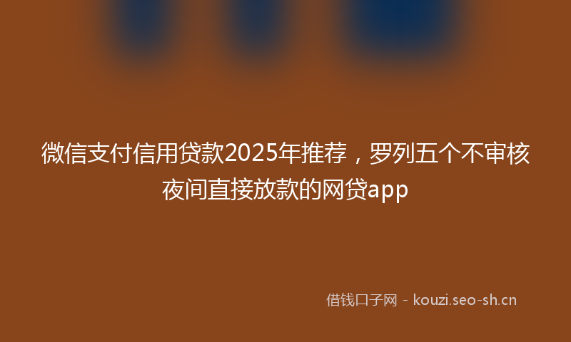 微信支付信用贷款2025年推荐，罗列五个不审核夜间直接放款的网贷app