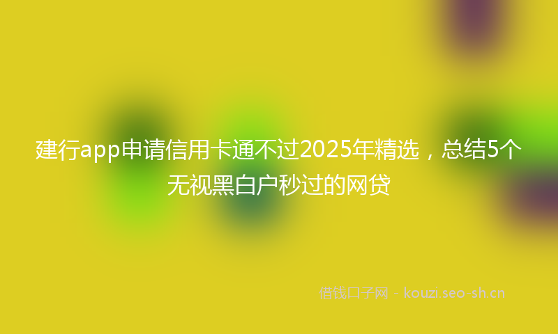 建行app申请信用卡通不过2025年精选，总结5个无视黑白户秒过的网贷