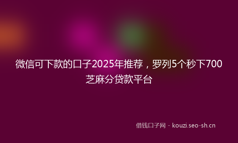 微信可下款的口子2025年推荐，罗列5个秒下700芝麻分贷款平台