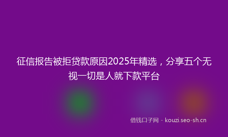 征信报告被拒贷款原因2025年精选，分享五个无视一切是人就下款平台