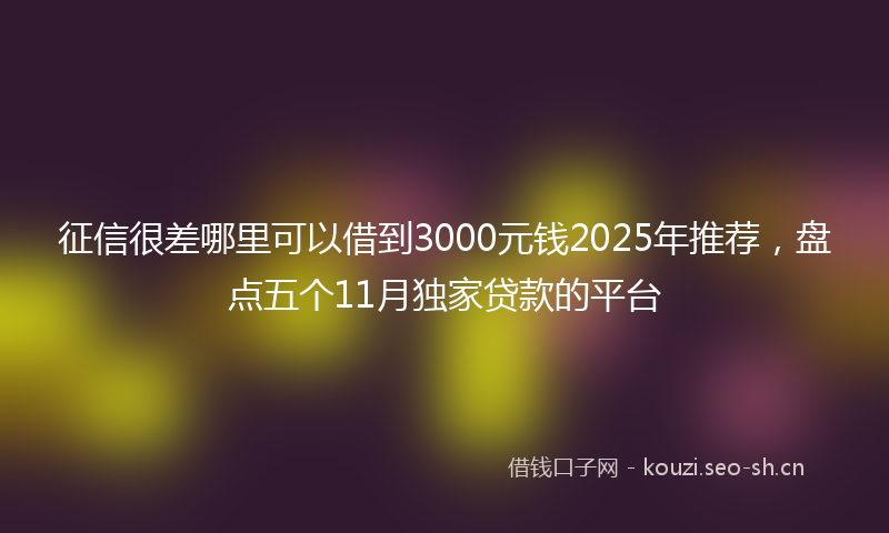 征信很差哪里可以借到3000元钱2025年推荐，盘点五个11月独家贷款的平台