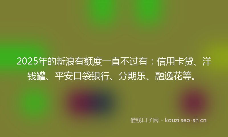 2025年的新浪有额度一直不过有：信用卡贷、洋钱罐、平安口袋银行、分期乐、融逸花等。