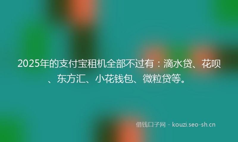 2025年的支付宝租机全部不过有：滴水贷、花呗、东方汇、小花钱包、微粒贷等。