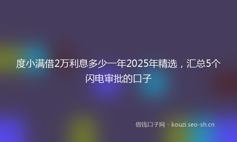 度小满借2万利息多少一年2025年精选，汇总5个闪电审批的口子