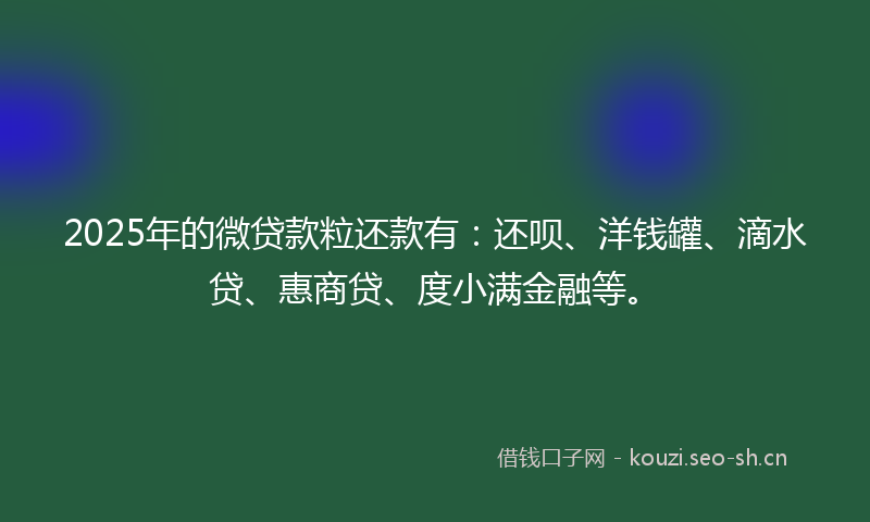 2025年的微贷款粒还款有：还呗、洋钱罐、滴水贷、惠商贷、度小满金融等。
