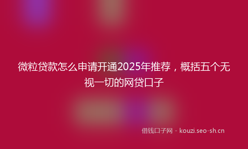 微粒贷款怎么申请开通2025年推荐，概括五个无视一切的网贷口子