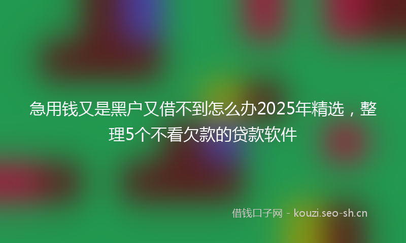 急用钱又是黑户又借不到怎么办2025年精选，整理5个不看欠款的贷款软件