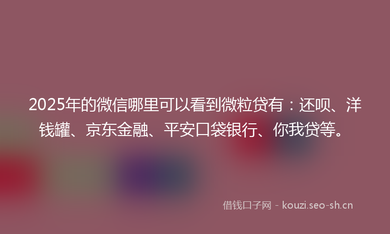 2025年的微信哪里可以看到微粒贷有：还呗、洋钱罐、京东金融、平安口袋银行、你我贷等。
