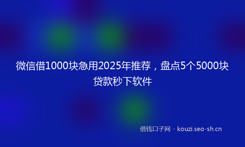 微信借1000块急用2025年推荐，盘点5个5000块贷款秒下软件